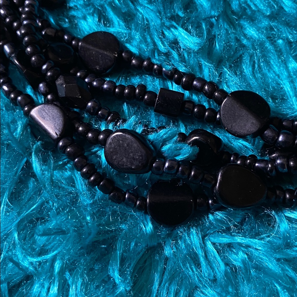 Black Five-Strand Beaded Necklace - Picture 2 of 16